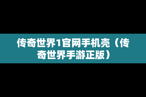 传奇世界1官网手机壳（传奇世界手游正版）
