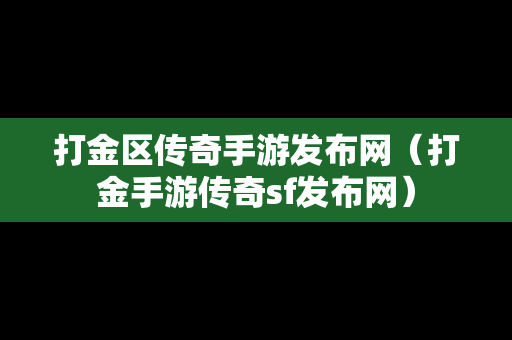 打金区传奇手游发布网（打金手游传奇sf发布网）