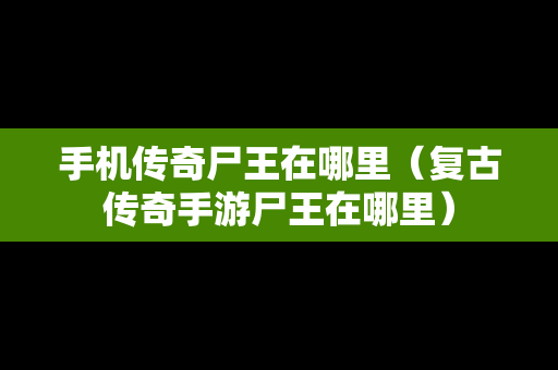 手机传奇尸王在哪里（复古传奇手游尸王在哪里）