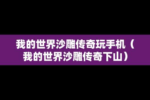 我的世界沙雕传奇玩手机（我的世界沙雕传奇下山）