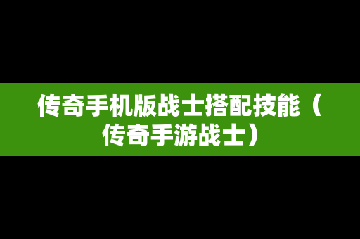 传奇手机版战士搭配技能（传奇手游战士）