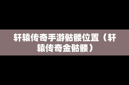 轩辕传奇手游骷髅位置（轩辕传奇金骷髅）