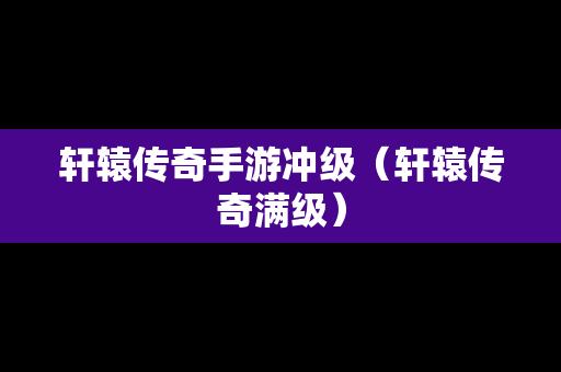 轩辕传奇手游冲级（轩辕传奇满级）