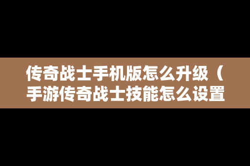 传奇战士手机版怎么升级（手游传奇战士技能怎么设置）