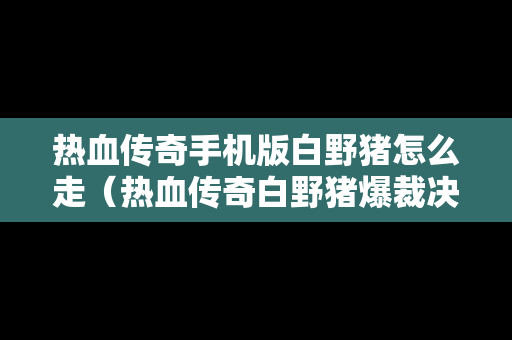 热血传奇手机版白野猪怎么走（热血传奇白野猪爆裁决吗）