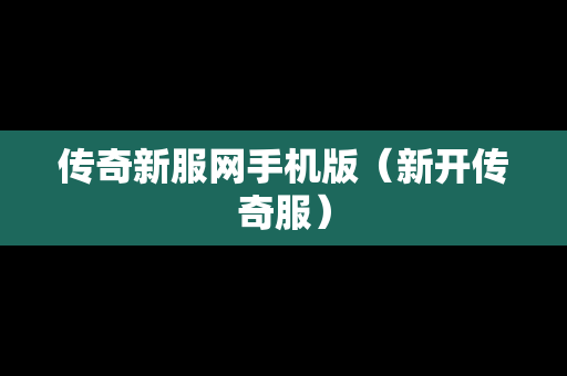 传奇新服网手机版（新开传奇服）