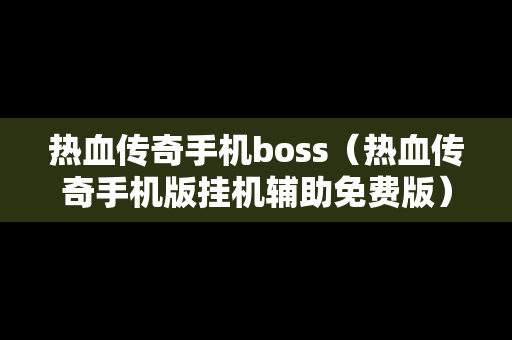 热血传奇手机boss（热血传奇手机版挂机辅助免费版）