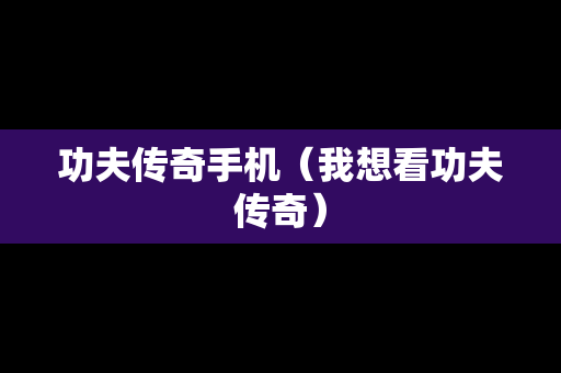 功夫传奇手机（我想看功夫传奇）
