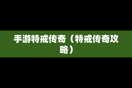 手游特戒传奇（特戒传奇攻略）