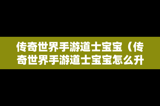 传奇世界手游道士宝宝（传奇世界手游道士宝宝怎么升级）