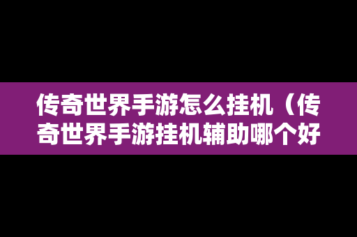 传奇世界手游怎么挂机（传奇世界手游挂机辅助哪个好用）