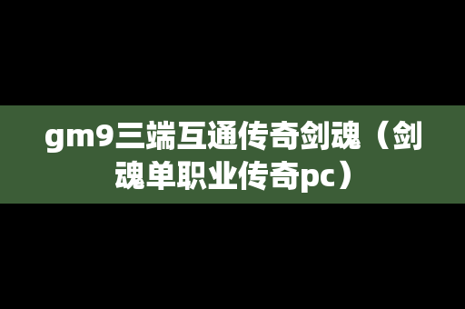 gm9三端互通传奇剑魂（剑魂单职业传奇pc）