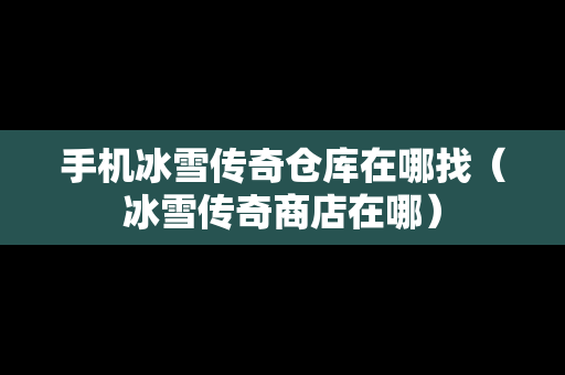 手机冰雪传奇仓库在哪找（冰雪传奇商店在哪）