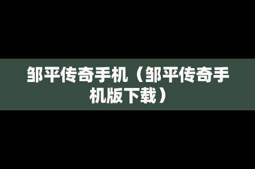 邹平传奇手机（邹平传奇手机版下载）