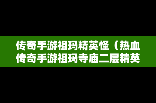 传奇手游祖玛精英怪（热血传奇手游祖玛寺庙二层精英怪）
