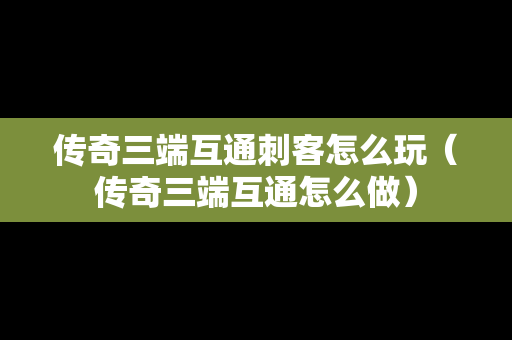传奇三端互通刺客怎么玩（传奇三端互通怎么做）