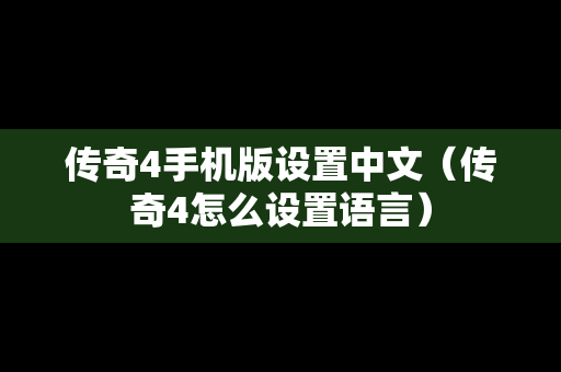 传奇4手机版设置中文（传奇4怎么设置语言）