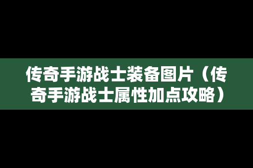 传奇手游战士装备图片（传奇手游战士属性加点攻略）