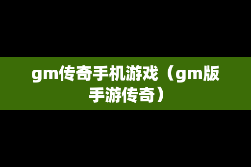 gm传奇手机游戏（gm版手游传奇）