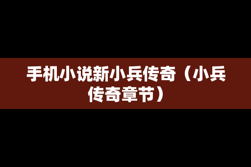 手机小说新小兵传奇（小兵传奇章节）