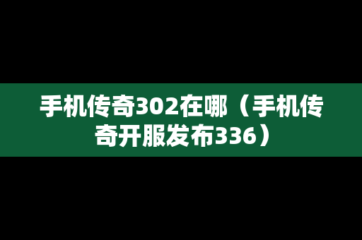 手机传奇302在哪（手机传奇开服发布336）