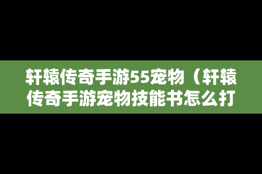轩辕传奇手游55宠物（轩辕传奇手游宠物技能书怎么打）
