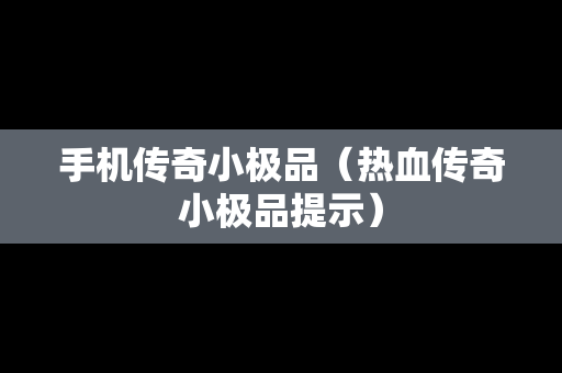 手机传奇小极品（热血传奇小极品提示）