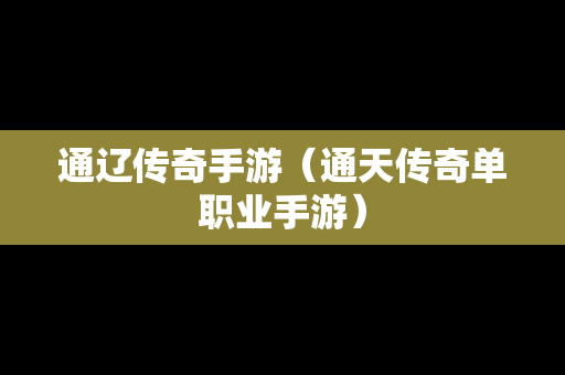 通辽传奇手游（通天传奇单职业手游）