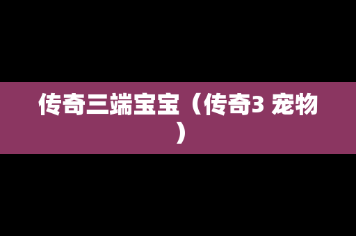 传奇三端宝宝（传奇3 宠物）