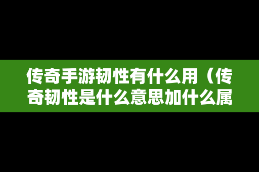 传奇手游韧性有什么用（传奇韧性是什么意思加什么属性）